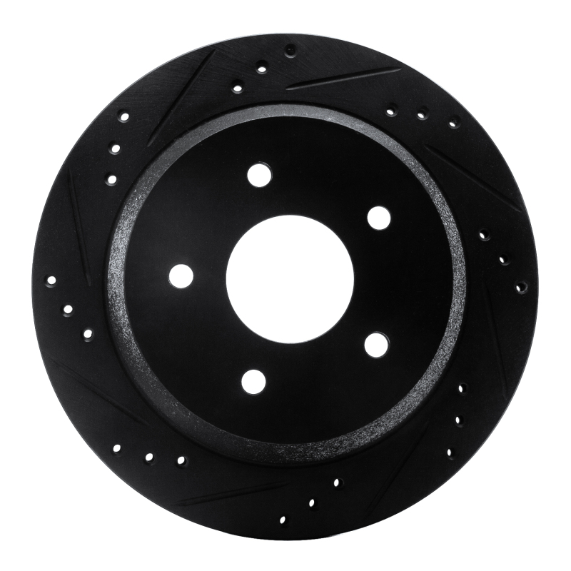 Chevrolet S10 Brake Rotor (1) - Rear Left - R1 Concepts - Drilled & Slotted - Black - `98-`05